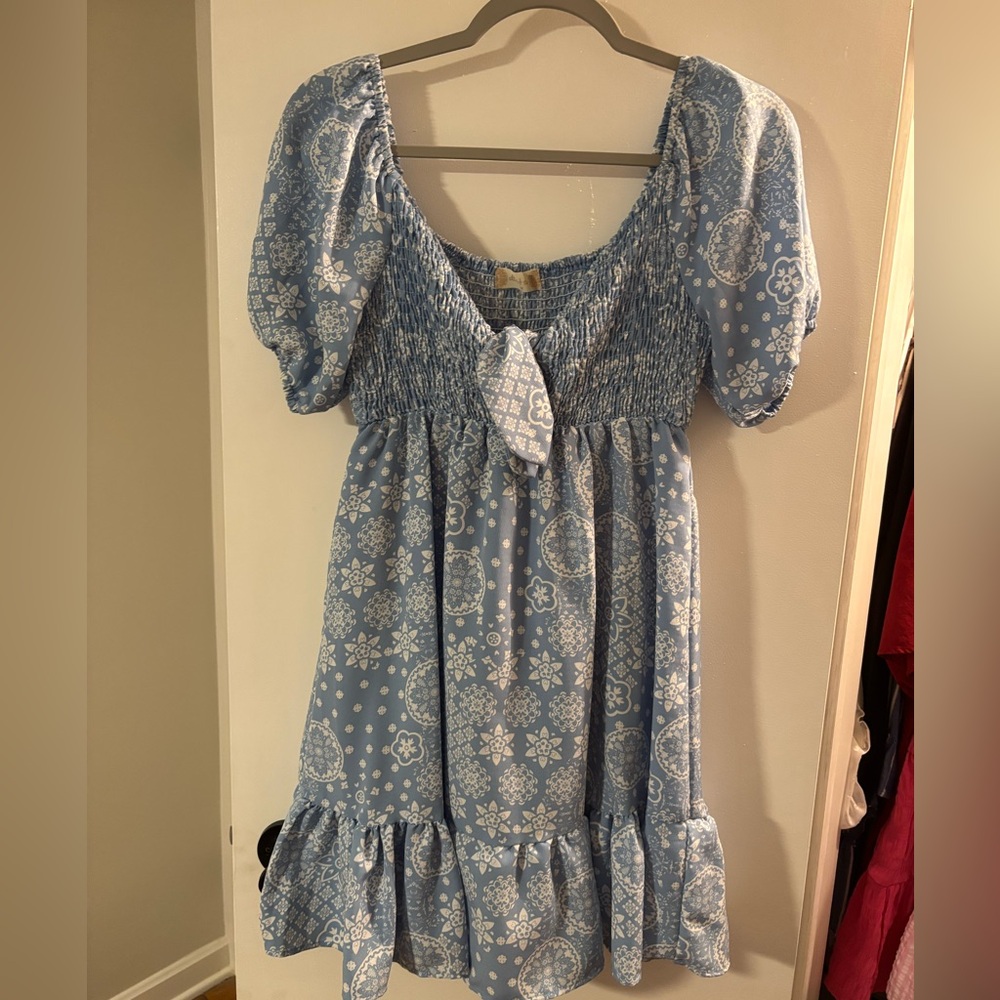 Altar'd State Blue and White Mini Dress